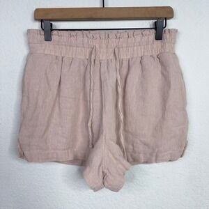 Abercrombie & Fitch Shorts Womens M Pink Linen Blend Boho Coastal Beachy Resort